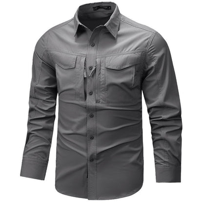 Men's Long Sleeve Outdoor Shirt with Ripstop, Chest Pockets and Zipper Pocket Shop Velvia