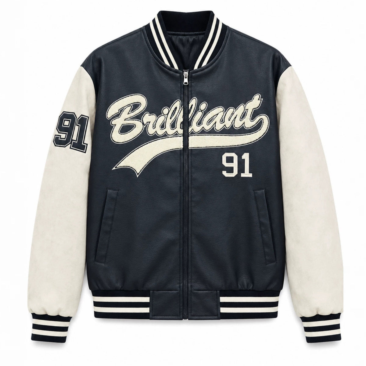 Men's varsity bomber jacket in letterman style with chenille applications Shop Velvia