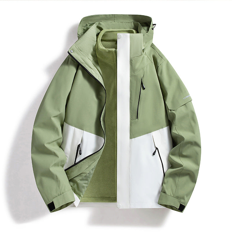 Men's Water-Repellent Softshell Fleece Layer Jacket with Hood and Windproof Front Flap Shop Velvia