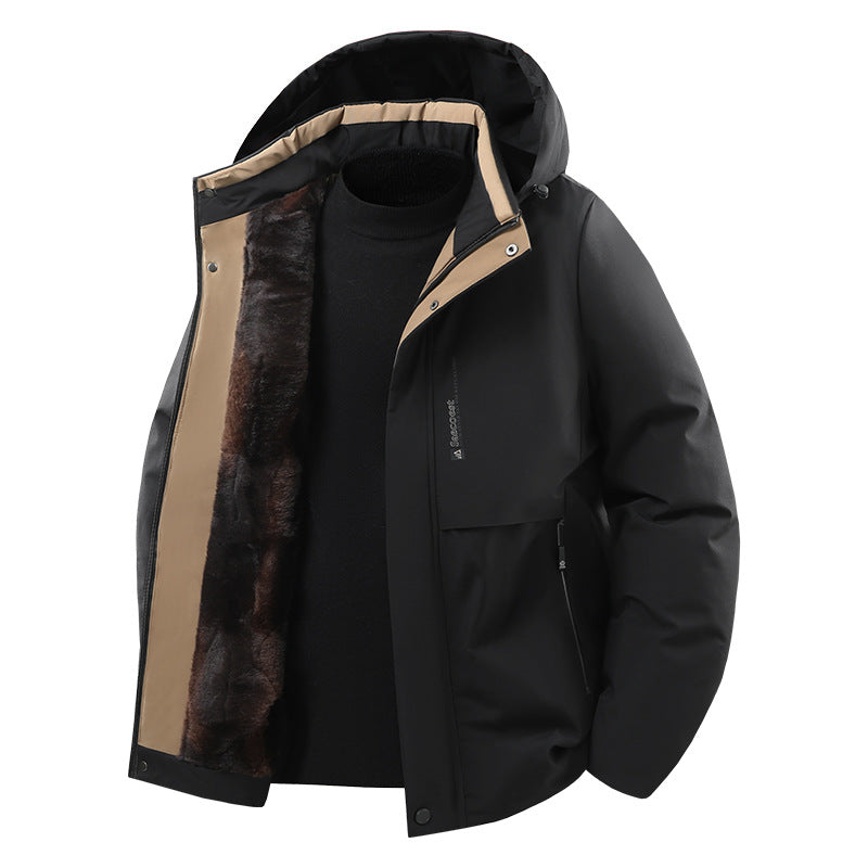 Men's Thermally Insulated Quilted Jacket with Faux Fur Lining and Hood Shop Velvia