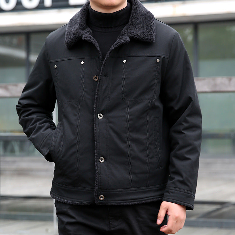 Men's short jacket with teddy lining and lapel collar, windproof transitional jacket Shop Velvia