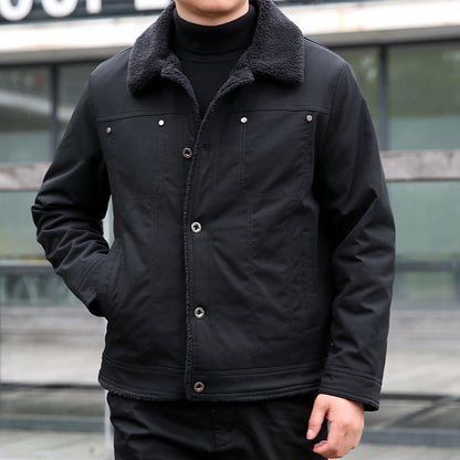 Men's short jacket with teddy lining and lapel collar, windproof transitional jacket Shop Velvia