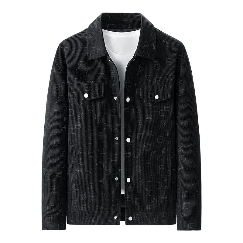 Men's cord jacket made of fine corduroy with allover print, snap button placket and flap pockets Shop Velvia