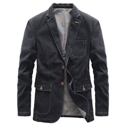 Men's Light Denim Blazer with Patches Shop Velvia