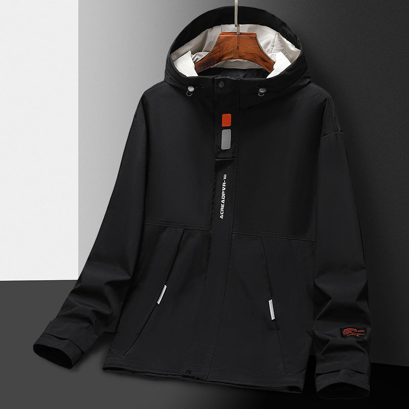 Men's Lightweight Utility Rain Jacket with Hood, Windproof Softshell and Reflective Inserts Shop Velvia