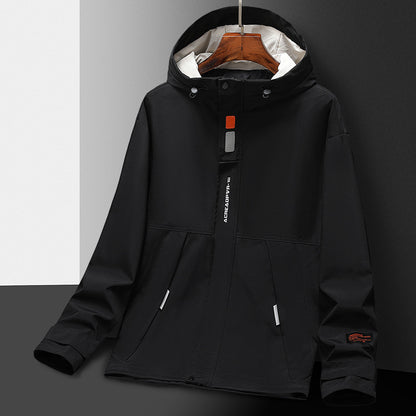 Men's Lightweight Utility Rain Jacket with Hood, Windproof Softshell and Reflective Inserts Shop Velvia