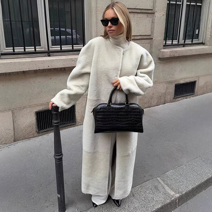 Women's Cozy Longline Teddy Coat with Clean-Cut Silhouette and Hidden Snap Placket Shop Velvia