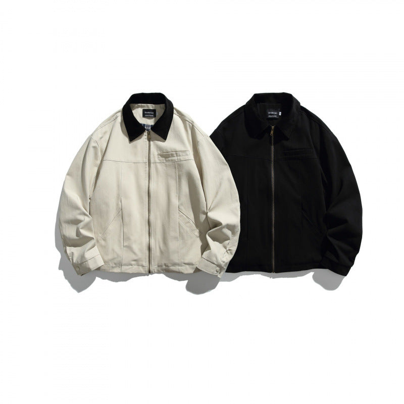 Unisex Short-cut Overshirt Jacket with Cord Collar, Chest Pocket and Precise Seam Details Shop Velvia