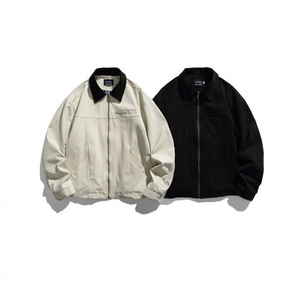 Unisex Short-cut Overshirt Jacket with Cord Collar, Chest Pocket and Precise Seam Details Shop Velvia
