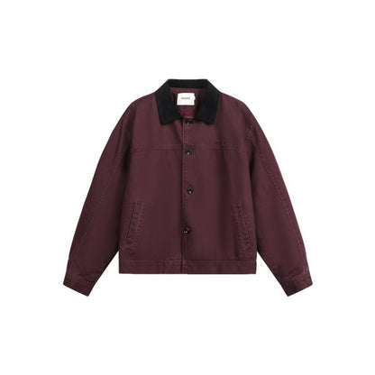 Men's Boxy Canvas Jacket with Cord Collar and Concealed Button Placket Shop Velvia