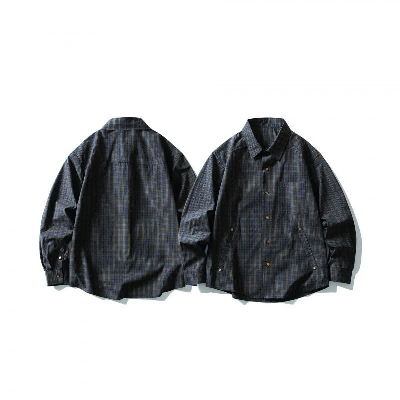 Men's overshirt in check pattern with front pockets and snap button placket Shop Velvia