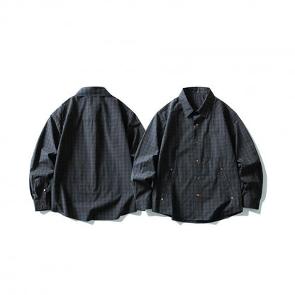 Men's overshirt in check pattern with front pockets and snap button placket Shop Velvia