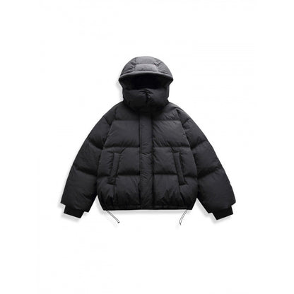 Unisex Short Padded Jacket with Hood, High Stand-Up Collar, and Adjustable Hem Shop Velvia