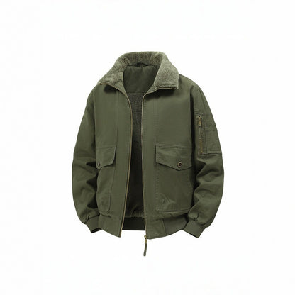 Men's Military Inspired Thermal Bomber Jacket with Teddy Lining, Arm Pocket and Snap Flap Pockets Shop Velvia