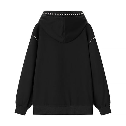 Women's Oversize Hoodie with Metal Stud Trim and Balloon Sleeves Shop Velvia