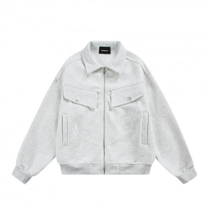 Unisex Zip Sweat Jacket with Patch Chest Flaps and Ribbed Hem Shop Velvia