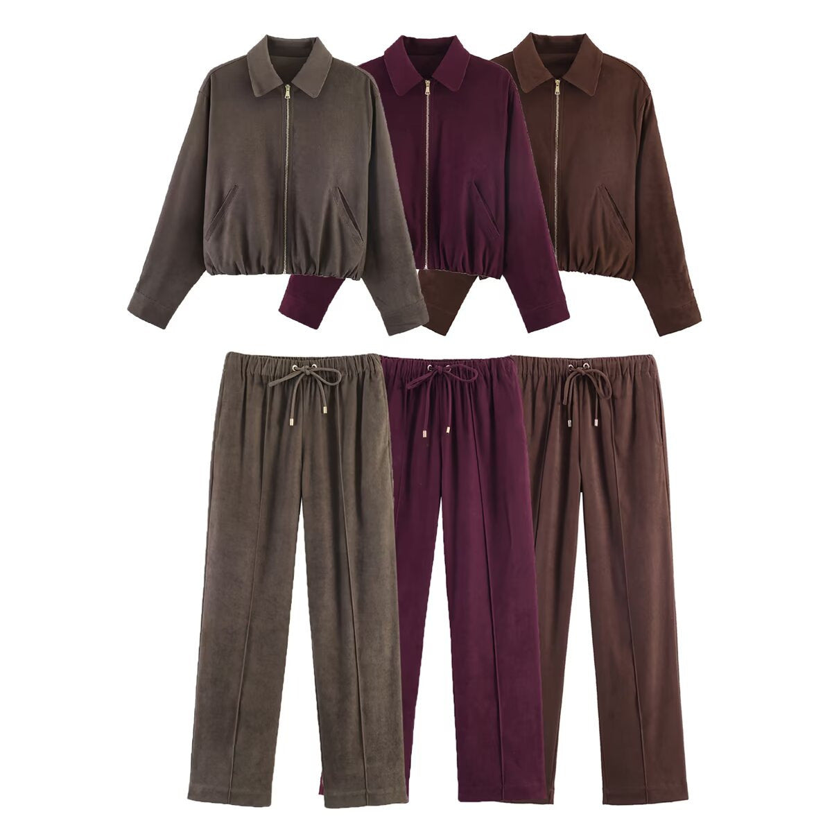 Ladies short cut velour look bomber jacket with lapel collar and elastic hem Shop Velvia