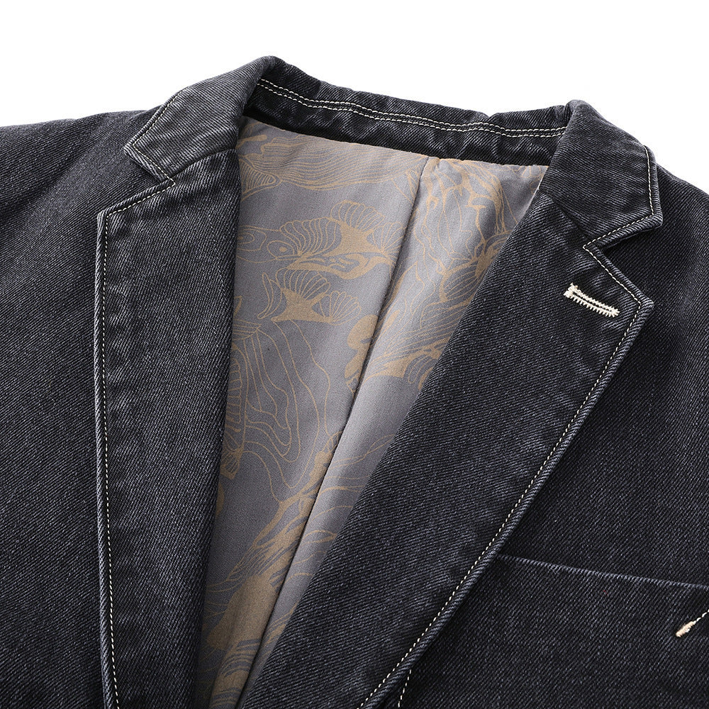 Men's Light Denim Blazer with Patches Shop Velvia