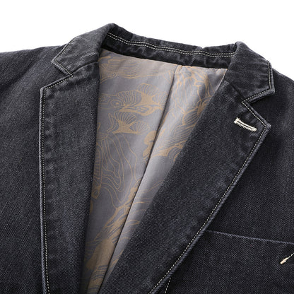 Men's Light Denim Blazer with Patches Shop Velvia