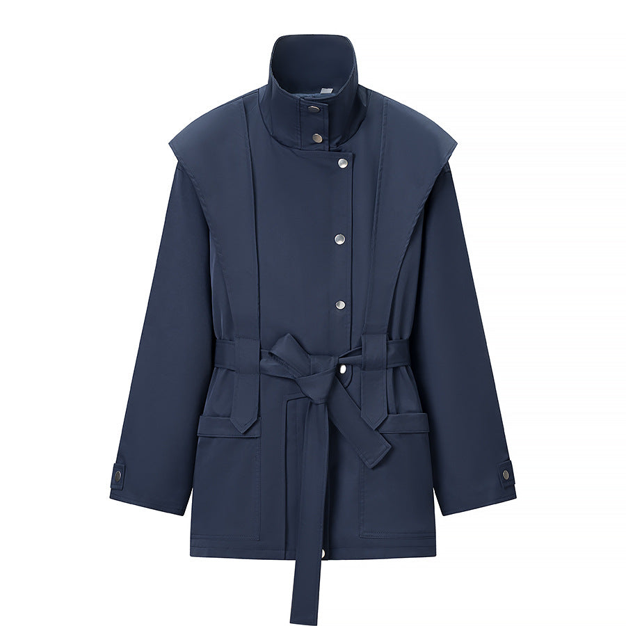Women's transitional jacket with cape detail and tie belt Shop Velvia