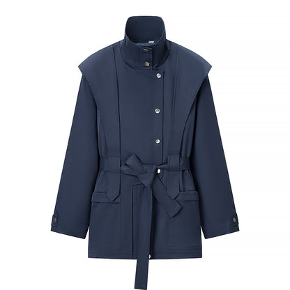 Women's transitional jacket with cape detail and tie belt Shop Velvia