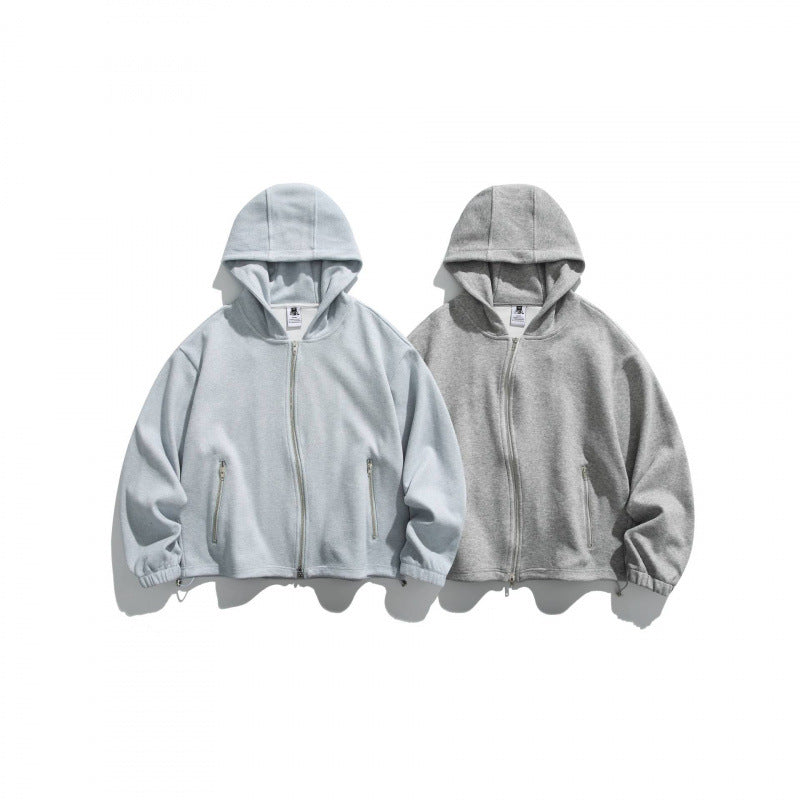 Unisex Oversize Fleece Zip Jacket with Hood, Two-Way Zipper and Adjustable Hem Shop Velvia