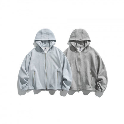 Unisex Oversize Fleece Zip Jacket with Hood, Two-Way Zipper and Adjustable Hem Shop Velvia