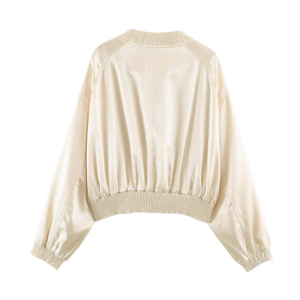 Women Cropped Bomber Jacket made of Satin with Ribbed Cuffs Shop Velvia