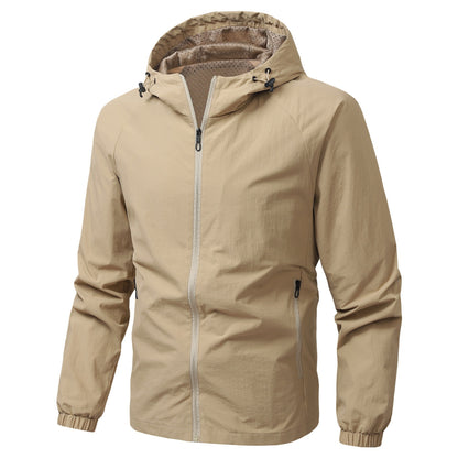 Men's Light Hooded Transition Jacket with Wind and Water Repellent Functional Material Shop Velvia