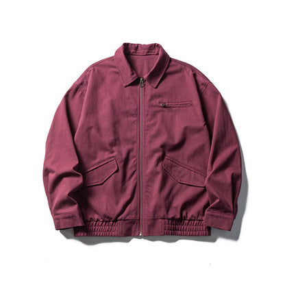 Men's Oversized Work Jacket with Full Zip, Chest Zip and Elastic Hem Band Shop Velvia