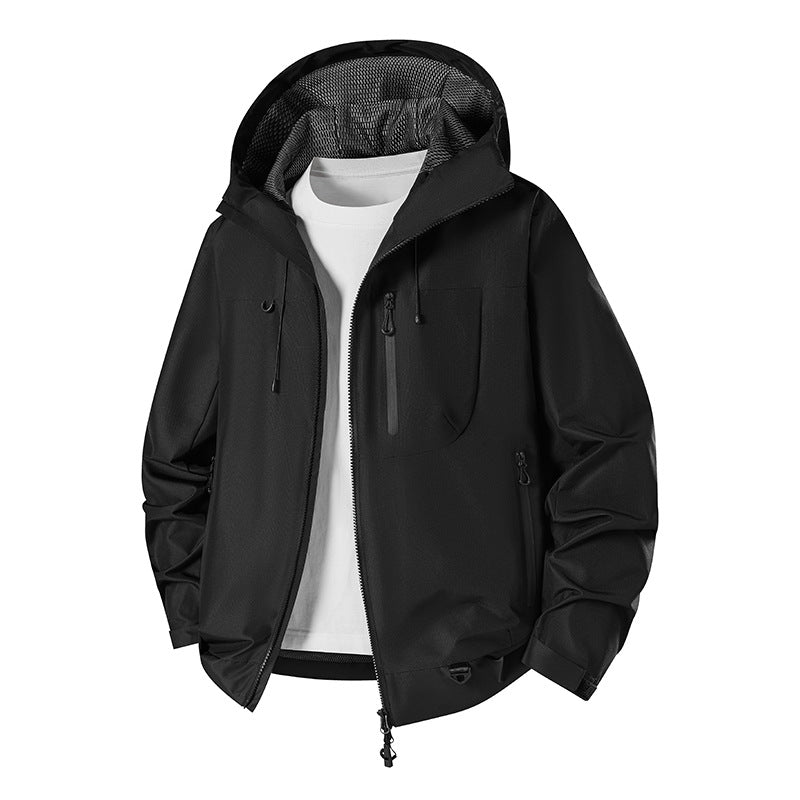 Men's water-repellent technical softshell jacket with hood, breathable mesh lining and zippered pockets Shop Velvia