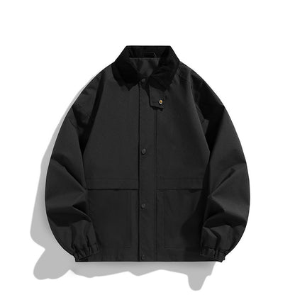 Men's Oversized Utility Jacket with Cord Collar and Snap Front Shop Velvia
