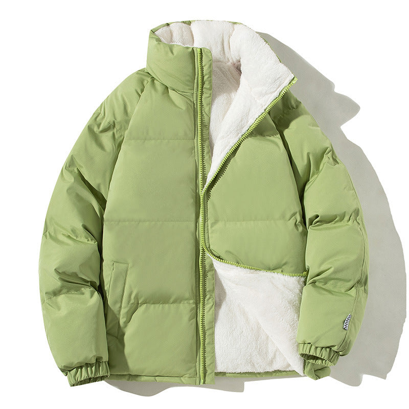 Women's Oversized Puffer Jacket with Teddy Lining, Stand Collar and Patch Pockets Shop Velvia