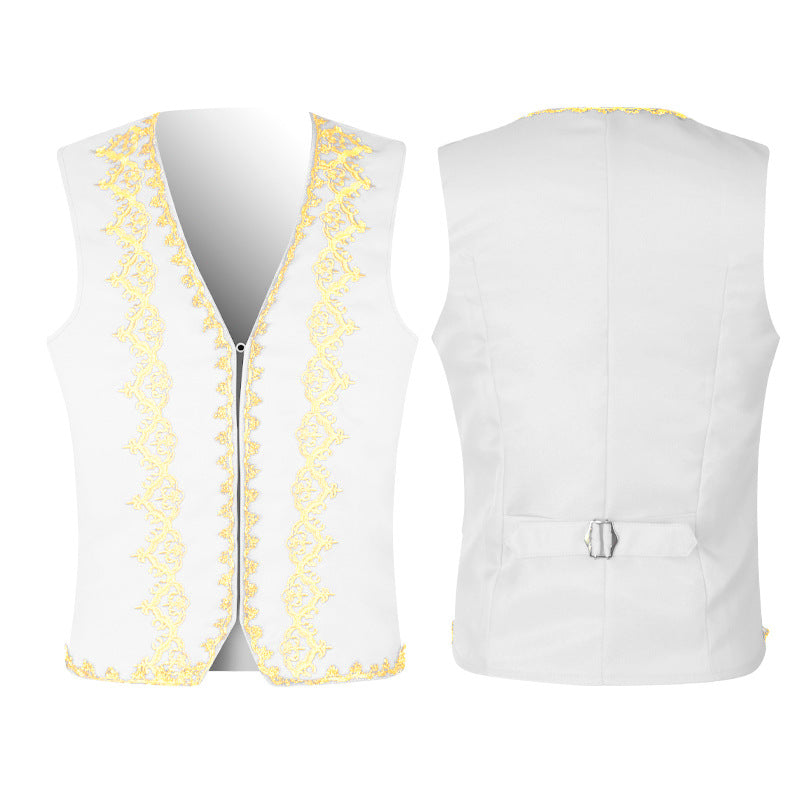 Men's sleeveless vintage linen shirt with breast lacing and stand-up collar Shop Velvia