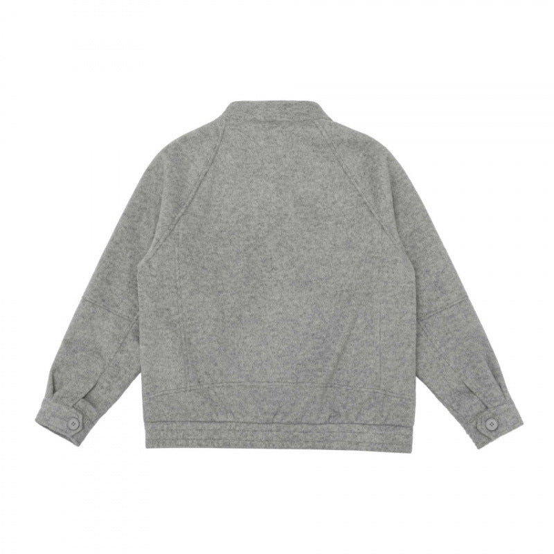 [Unisex] Boxy Wool Blend Zip Jacket in Overshirt Style with Short Stand-Up Collar Shop Velvia