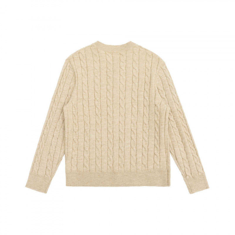 Unisex Chunky Knit Henley Sweater with Cable Pattern and Half Button Placket Shop Velvia