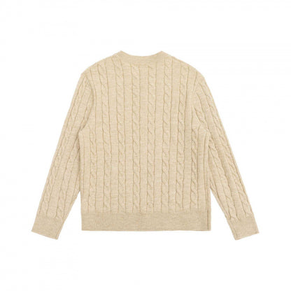 Unisex Chunky Knit Henley Sweater with Cable Pattern and Half Button Placket Shop Velvia