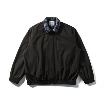 Men's Short Cut Boxy Transition Jacket with Checked Collar and Elastic Hem Shop Velvia
