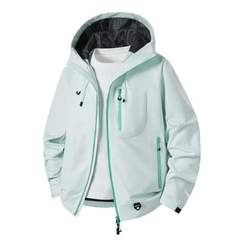 Men's water-repellent technical softshell jacket with hood, breathable mesh lining and zippered pockets Shop Velvia