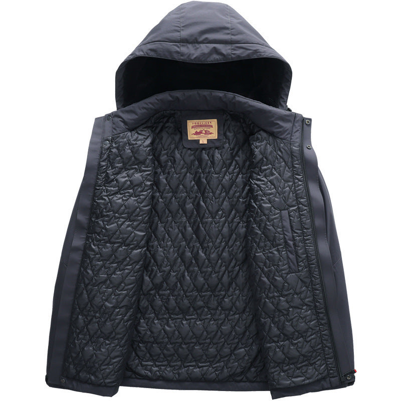 Men's water-repellent padded thermal jacket with adjustable hood and windproof membrane Shop Velvia