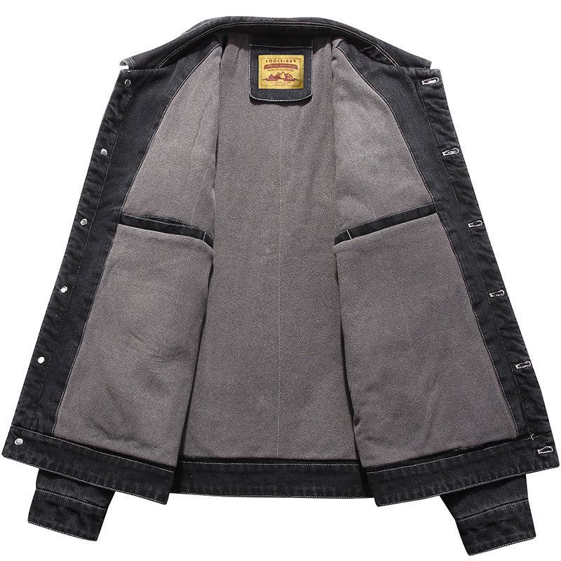 Men's denim jacket with patch pockets and worn effects Shop Velvia