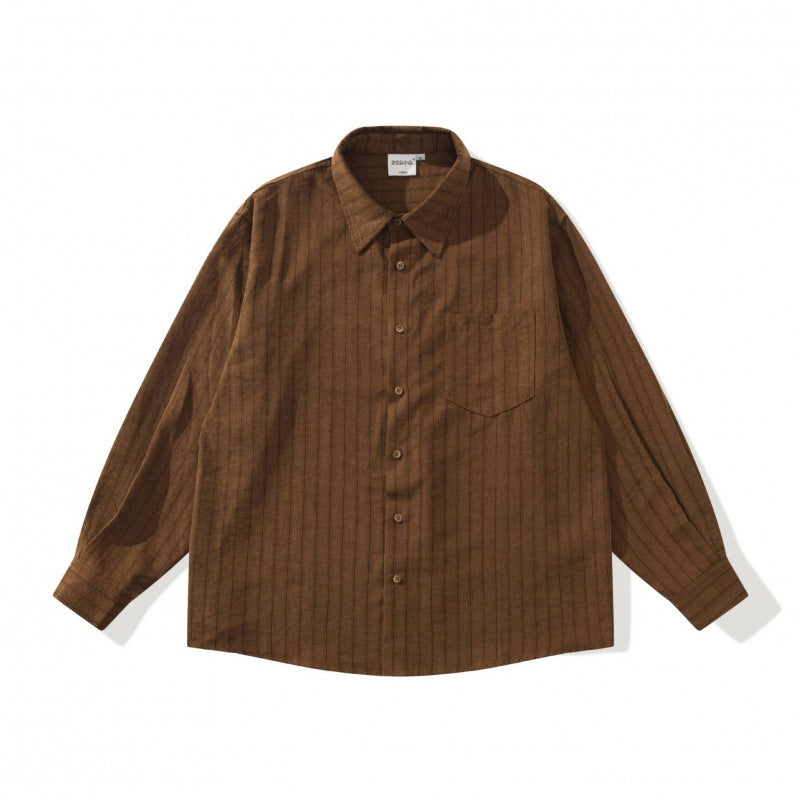Unisex Oversized Striped Shirt in Relaxed Fit with Chest Pocket Shop Velvia