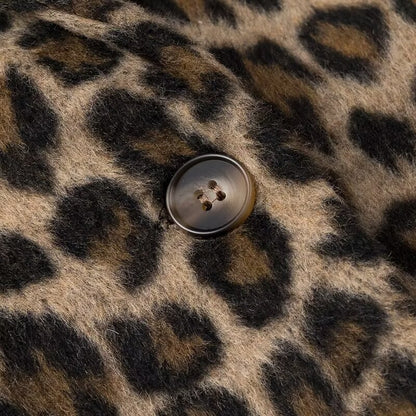 Women's Loose Blazer Coat with Leopard Print and Flap Pockets Shop Velvia