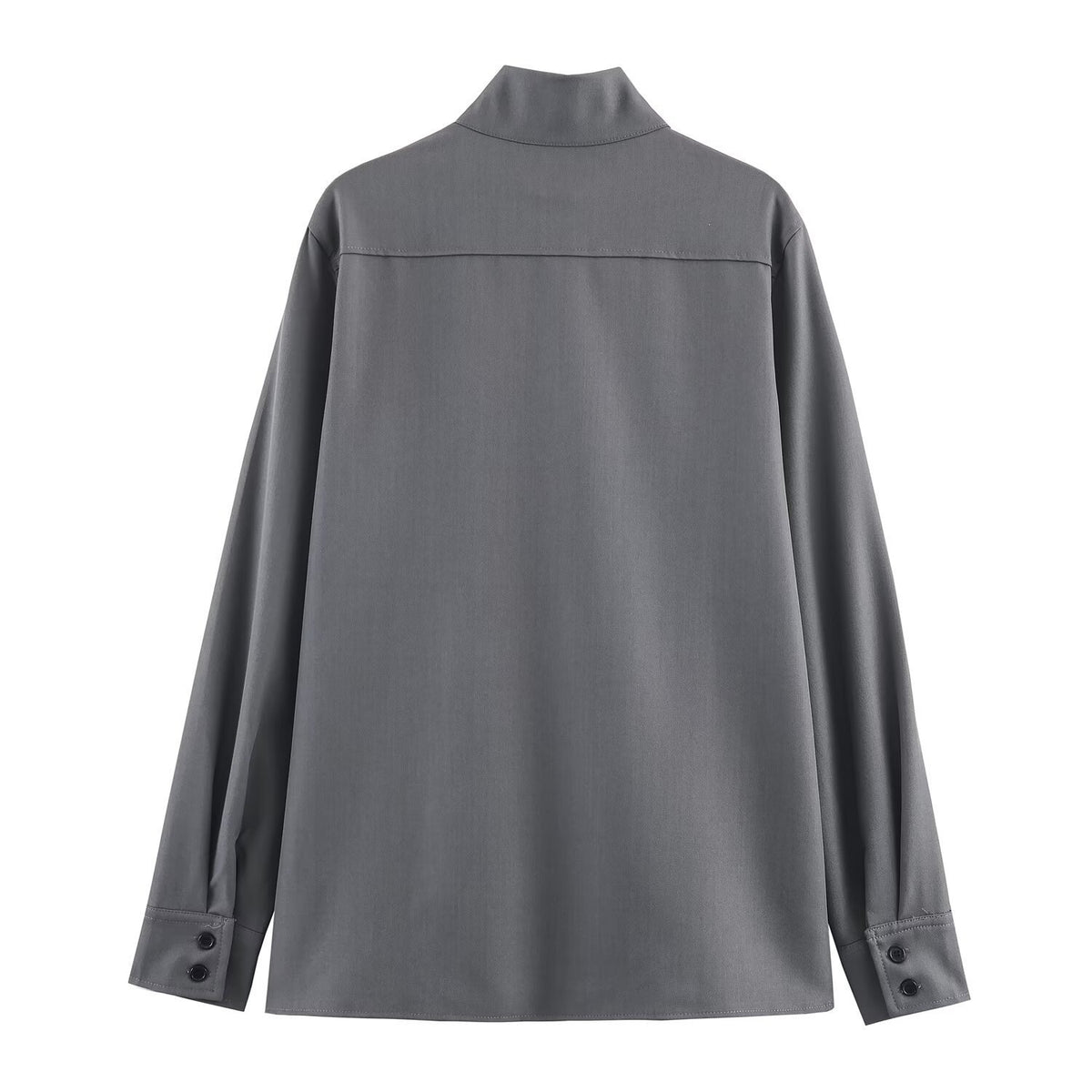 Women's loose-fitting tunic blouse with concealed button placket and stand-up collar Shop Velvia