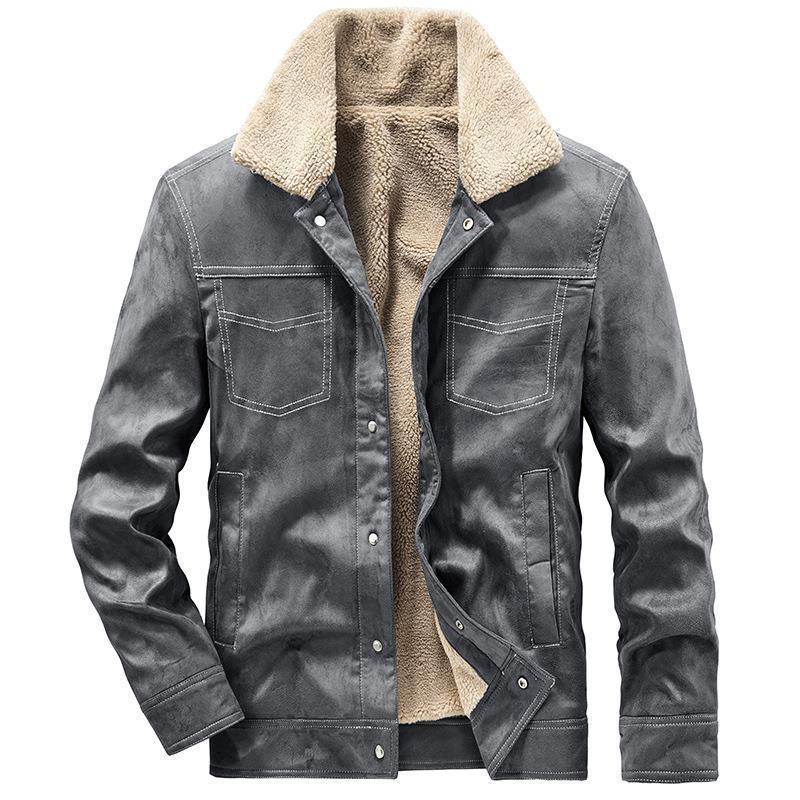 Men's suede jacket with Sherpa lining, teddy inner lining and snap button closure Shop Velvia