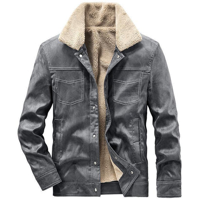 Men's suede jacket with Sherpa lining, teddy inner lining and snap button closure Shop Velvia