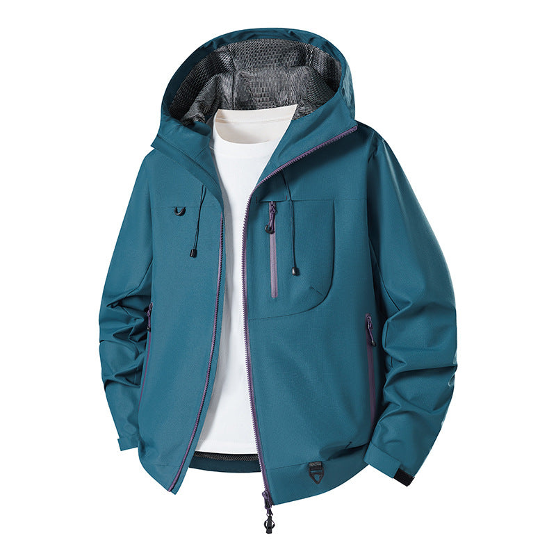 Men's water-repellent technical softshell jacket with hood, breathable mesh lining and zippered pockets Shop Velvia