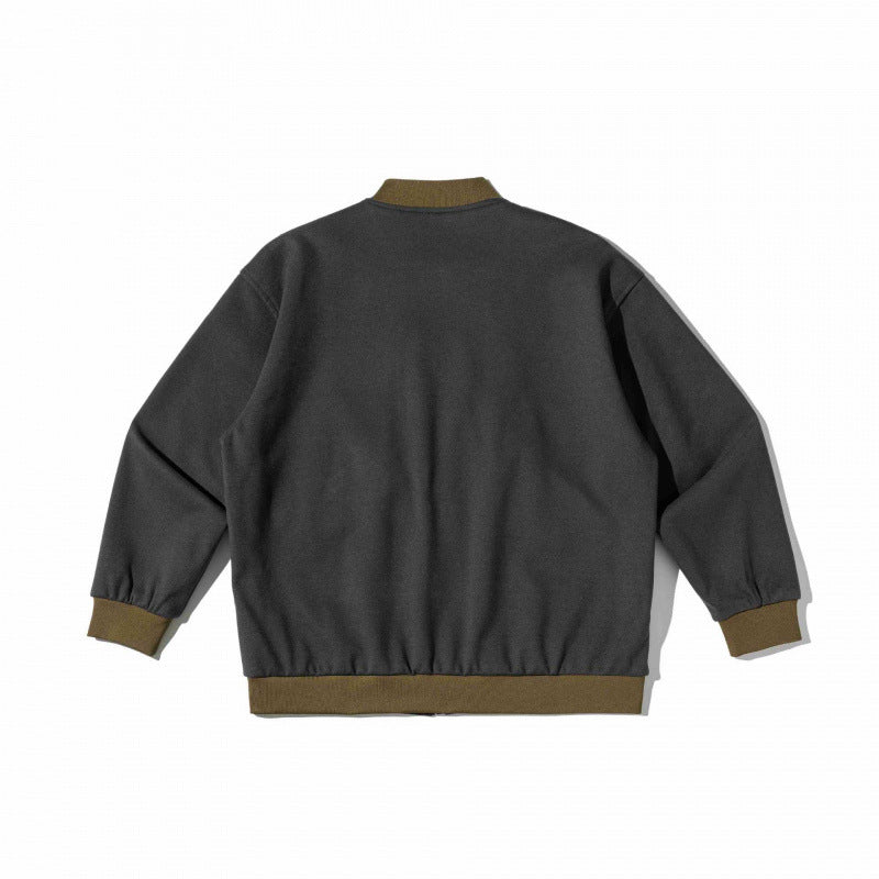 Unisex Oversize-Utilitarian Bomber Jacket with Flap Pockets, Vertical Zippers, and Ribbed Finishes Shop Velvia