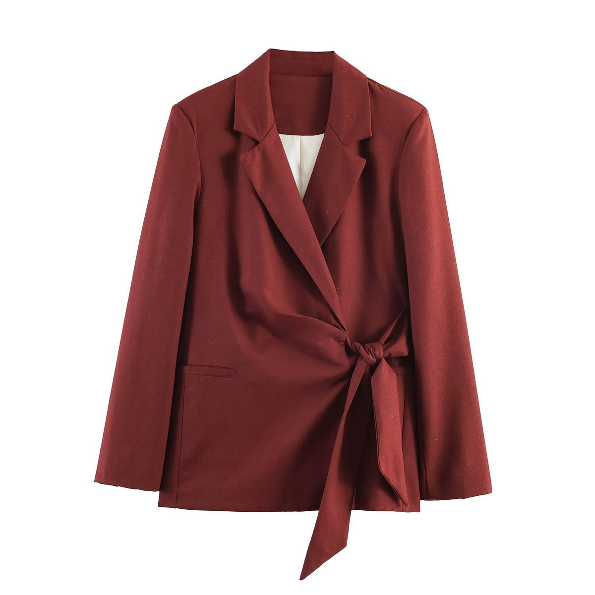 Women's Tailored Wrap Blazer with Lapel Collar and Tied Belt Shop Velvia