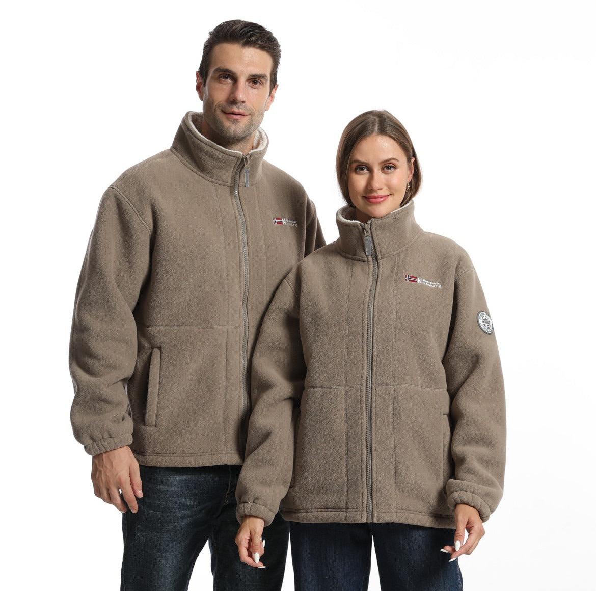 Men's fleece outdoor jacket with stand-up collar, full-length zipper, and elastic cuffs Shop Velvia